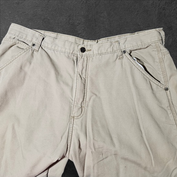 Wrangler Pants Mens 38x32 Brown Cargo Fleece Lined Workwear Carpenter Utility - Picture 3 of 10